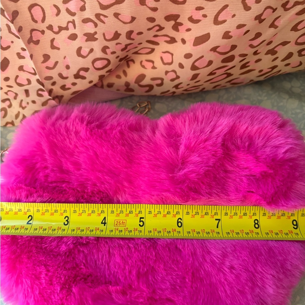Kids Hot Pink Fuzzy Heart Crossbody Bag - Picture 4 of 6